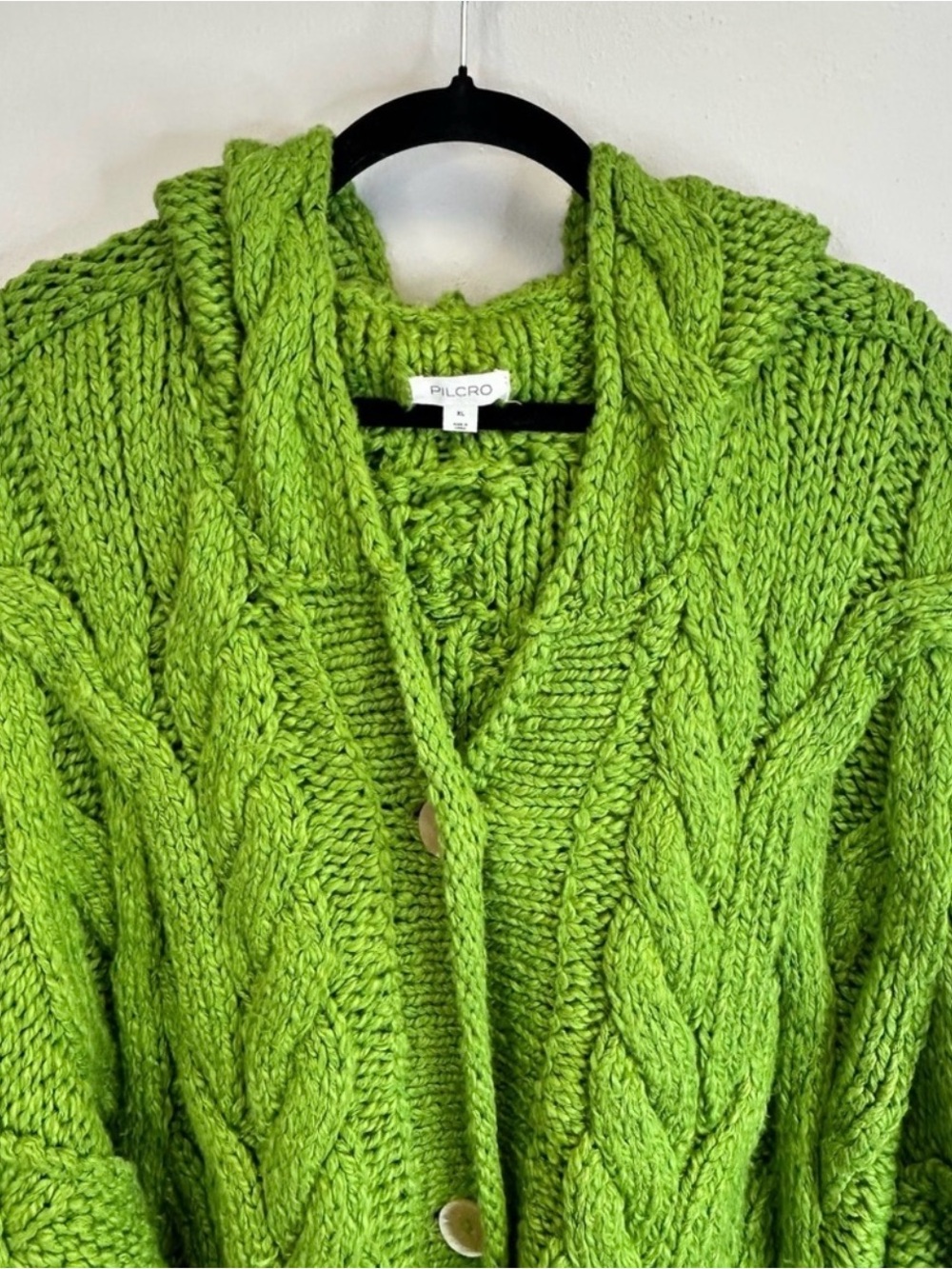 Anthropologie Pilcro Green Cable Knit Sweater with Hood - Picture 3 of 15